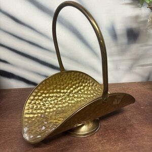 Vintage Brass Hammered Basket Made In Holland